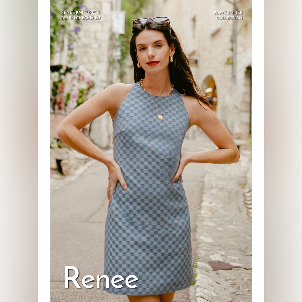 Petite Studio Blue Checkered Mini Dress
